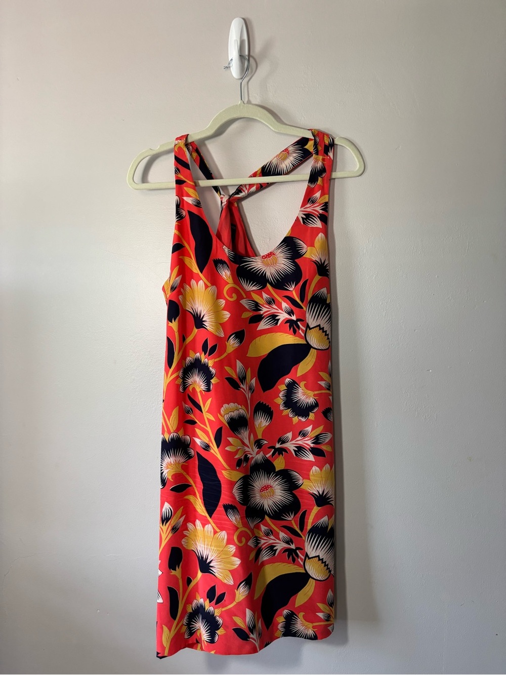 EUC. J.Crew Twist-Back Silk Dress in the Hibiscus Floral. Sz 8.